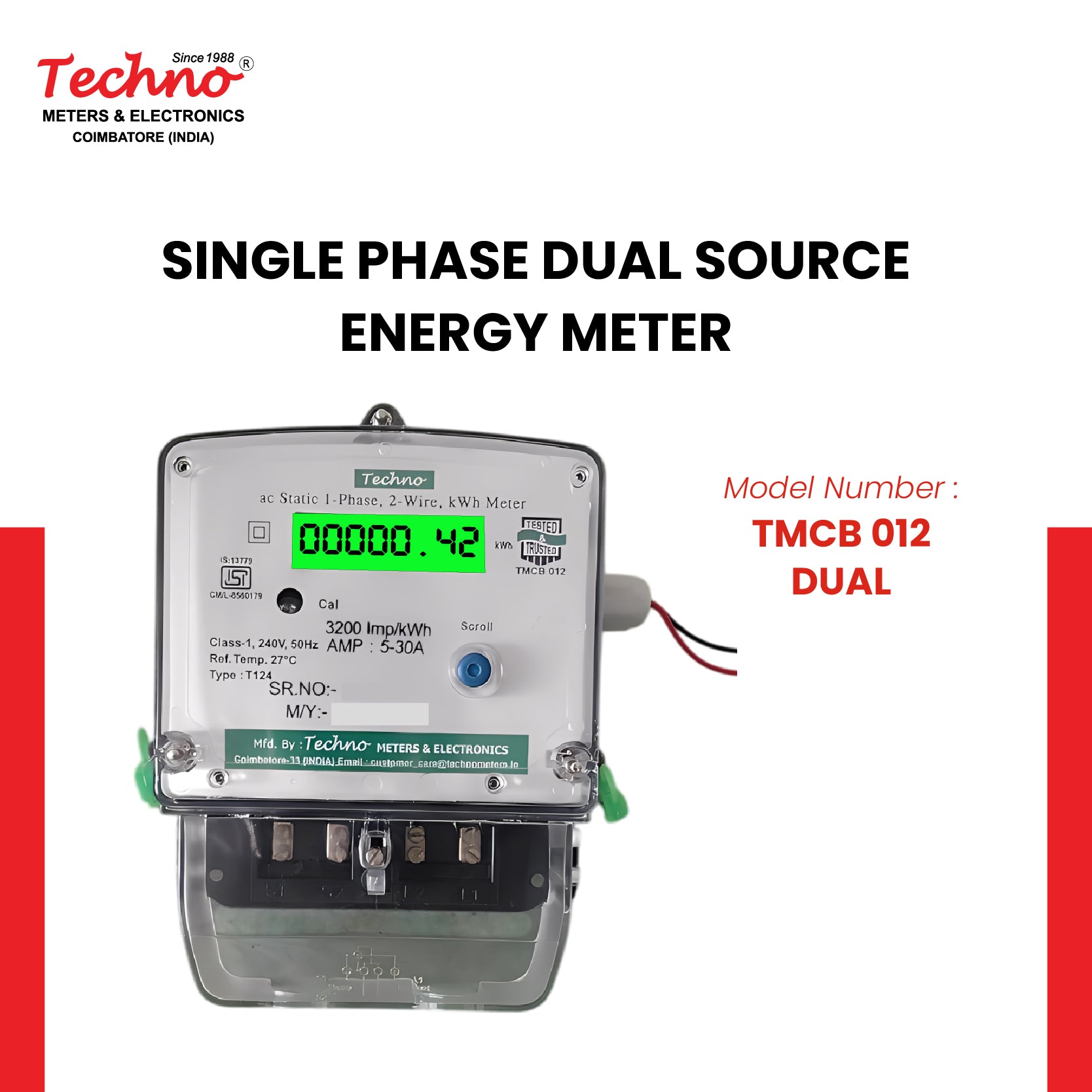 SINGLE PHASE DUAL SOURCE ENERGY METER (5-30 A)