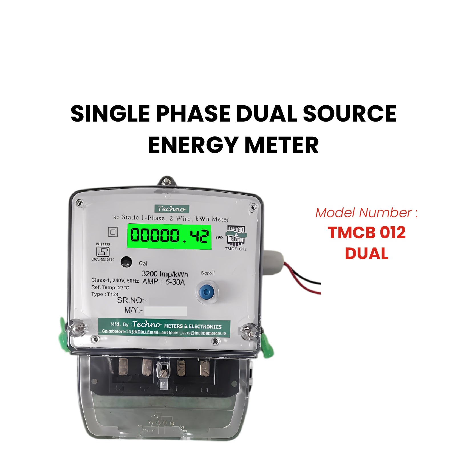 SINGLE PHASE DUAL SOURCE ENERGY METER (10-60 A)