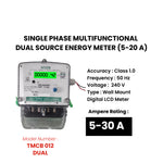 SINGLE PHASE DUAL SOURCE ENERGY METER (5-30 A)