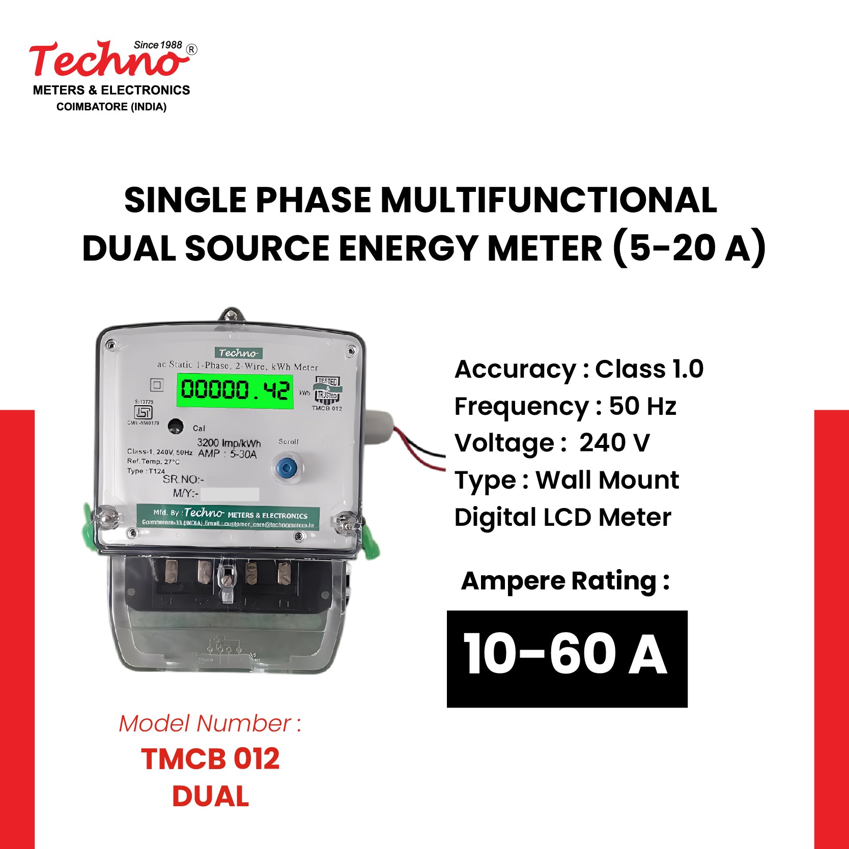 SINGLE PHASE DUAL SOURCE ENERGY METER (10-40 A)