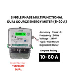 SINGLE PHASE DUAL SOURCE ENERGY METER (10-60 A)