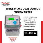 THREE PHASE DUAL SOURCE ENERGY METER (10-100 A)