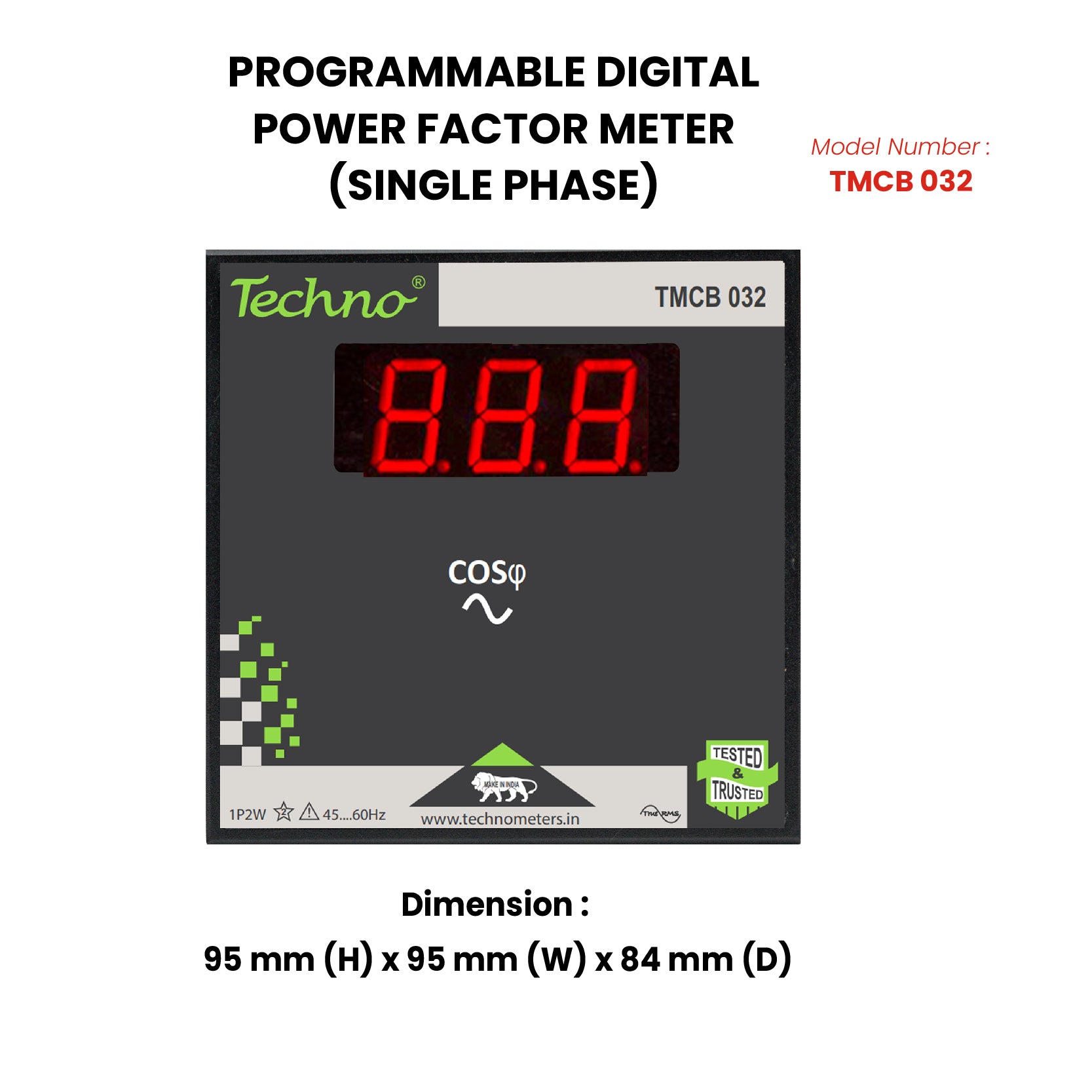 SINGLE PHASE PROGRAMMABLE DIGITAL  POWER FACTOR METER