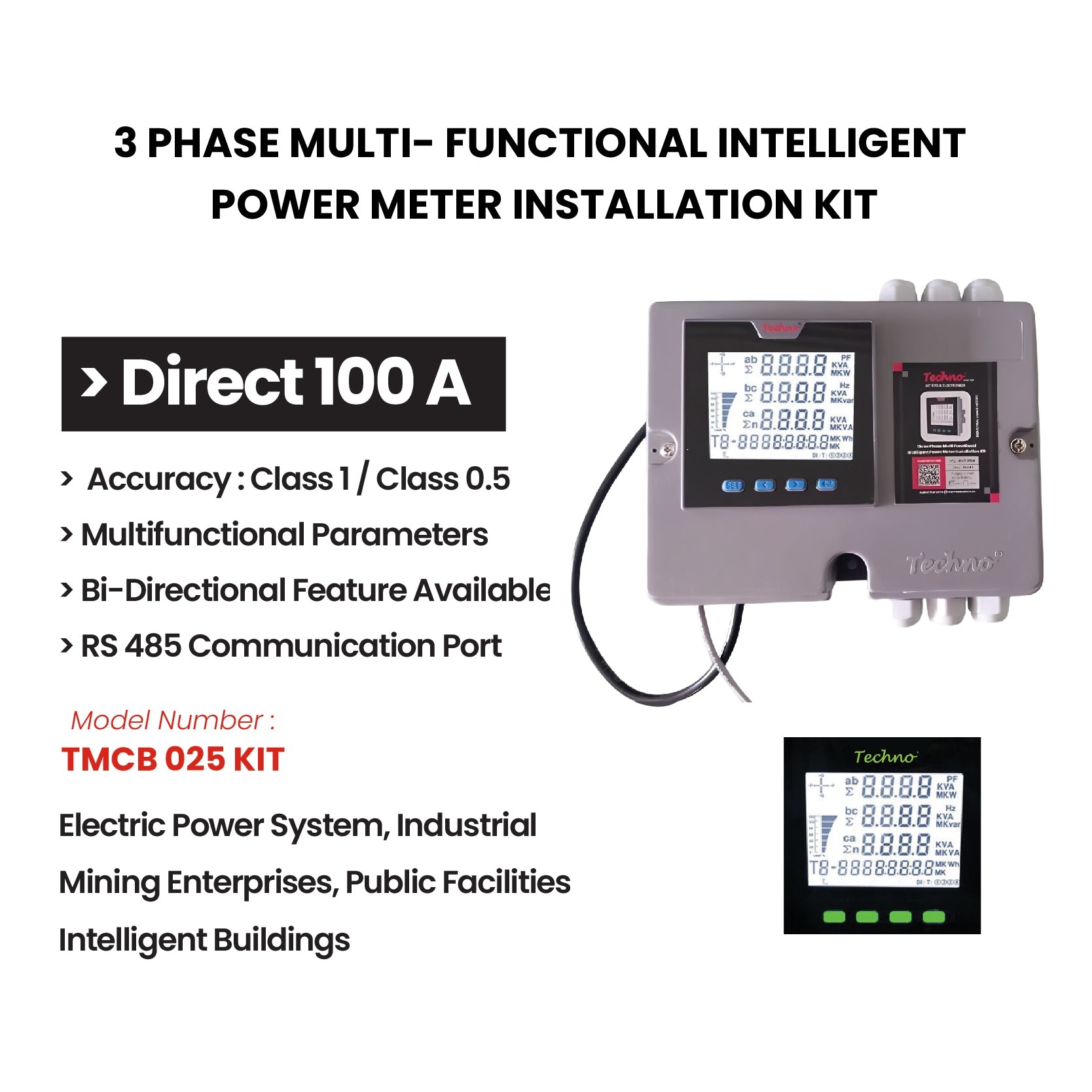 THREE PHASE MULTIFUNCTIONAL PANEL KIT METER (100A)