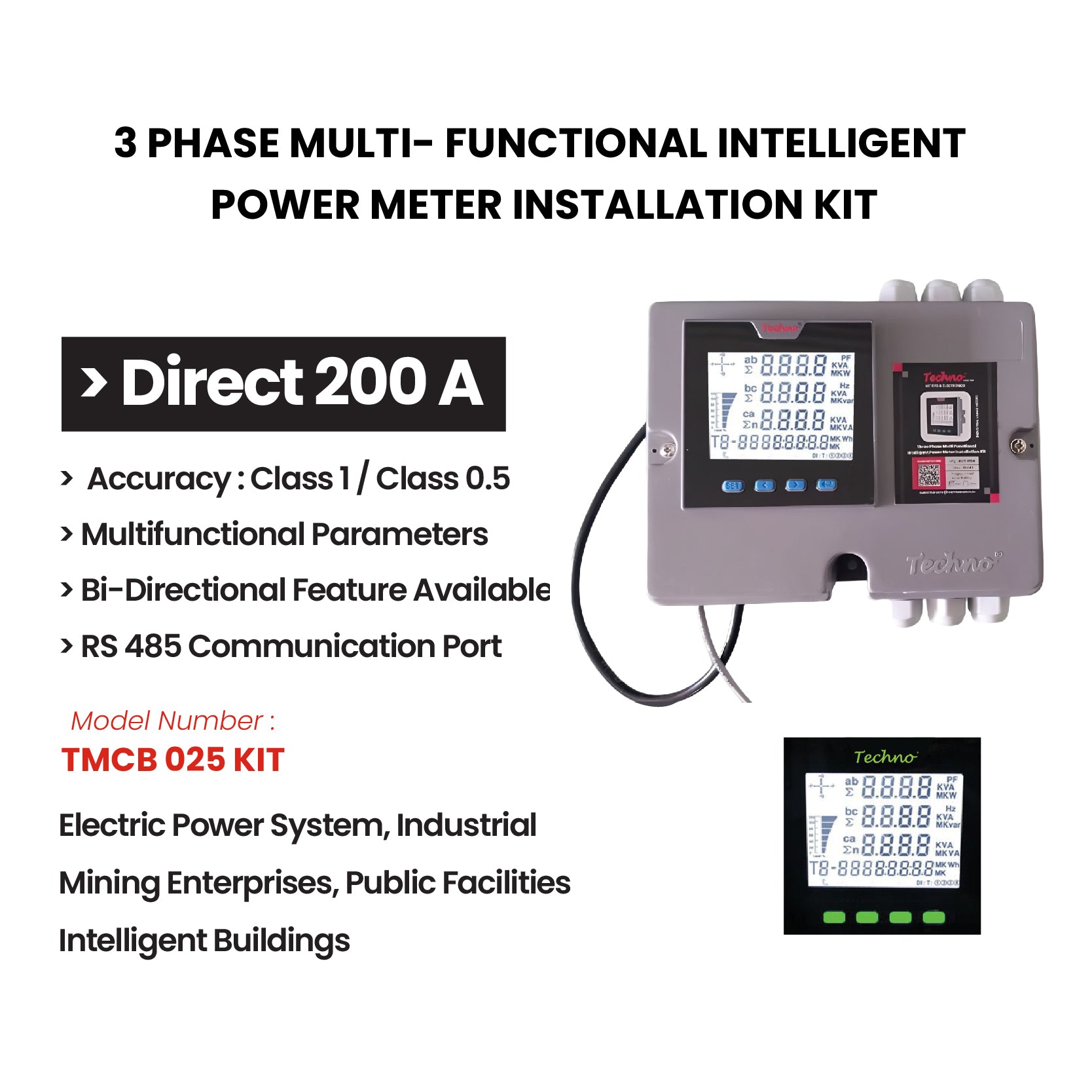 THREE PHASE MULTIFUNCTIONAL PANEL KIT METER (200A)
