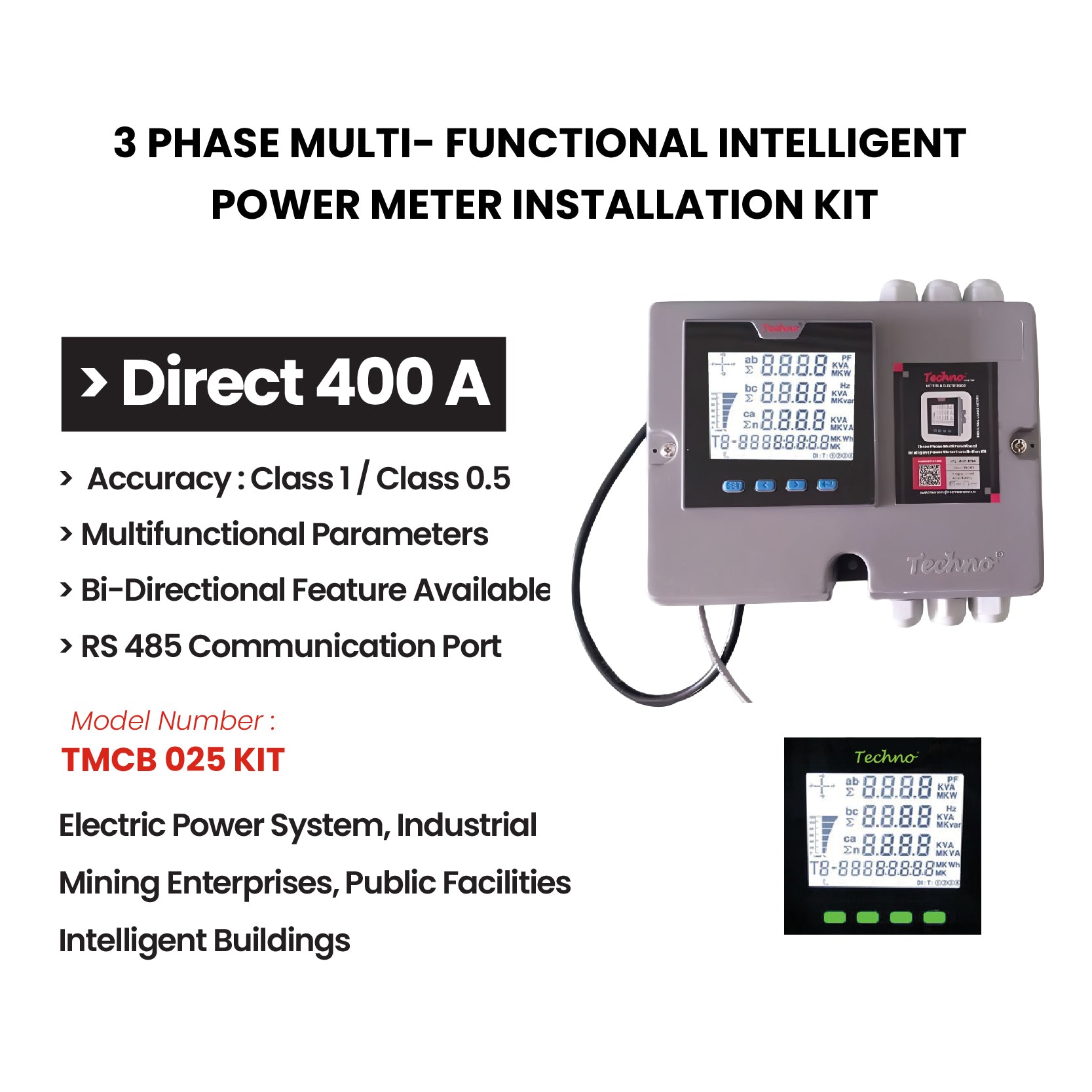 THREE PHASE MULTIFUNCTIONAL PANEL KIT METER (400A)