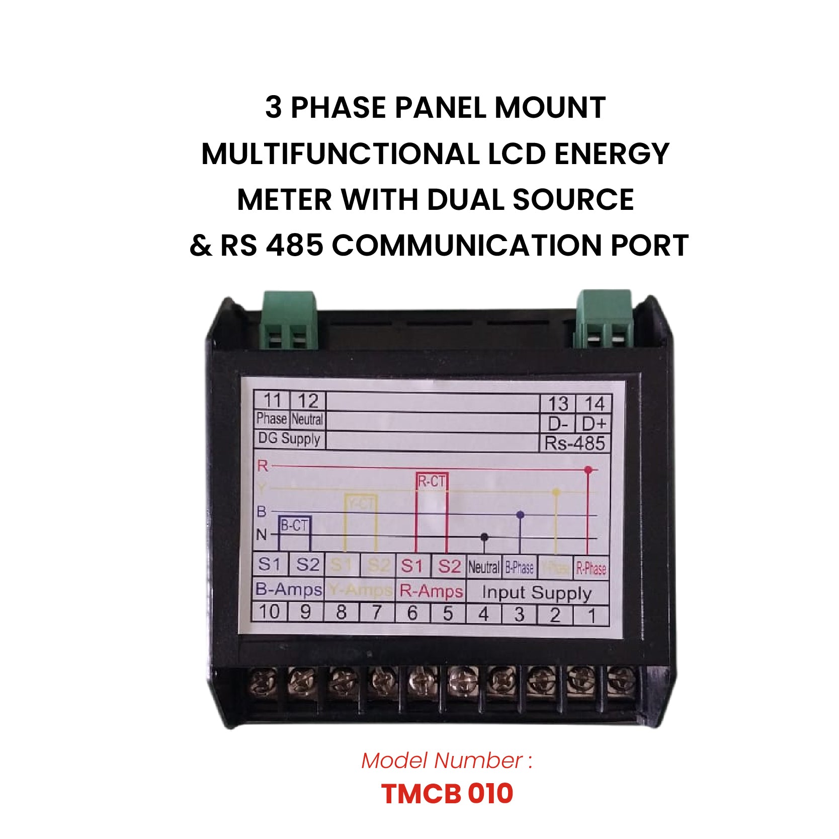 THREE PHASE DUAL SOURCE PANEL METER