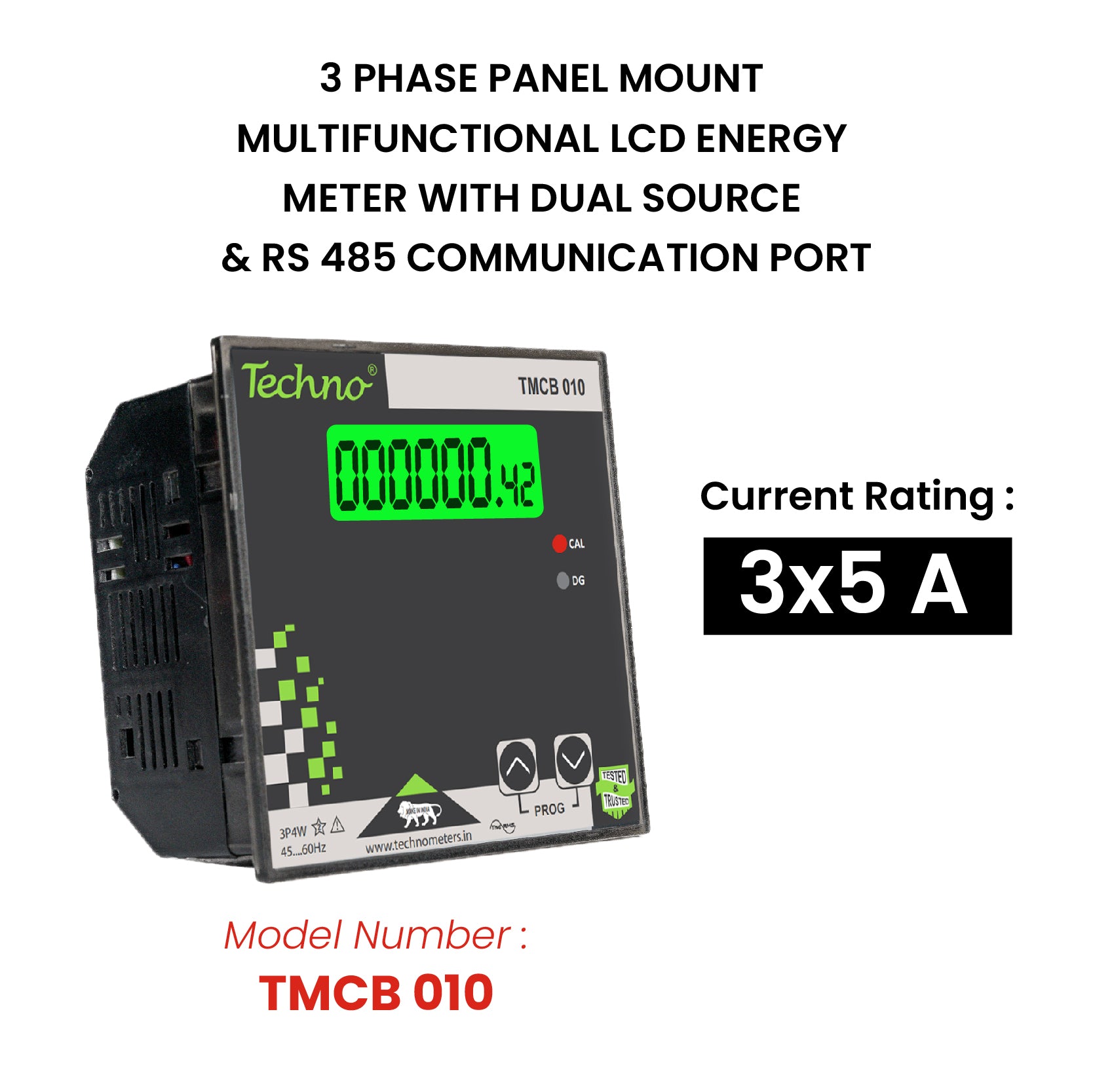 THREE PHASE DUAL SOURCE PANEL METER