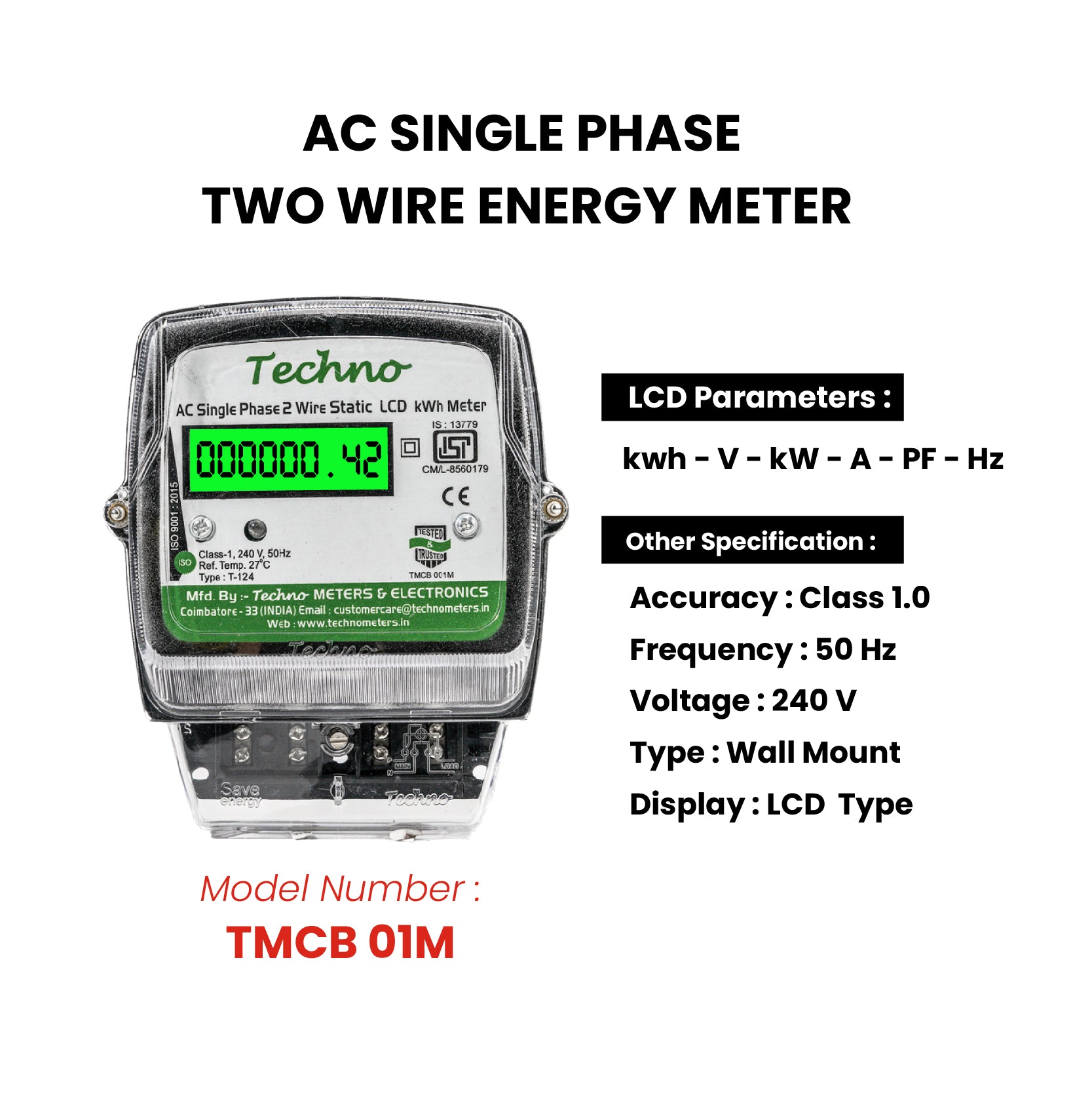 SINGLE PHASE MULTIFUNCTIONAL ENERGY METER (10-40 A)