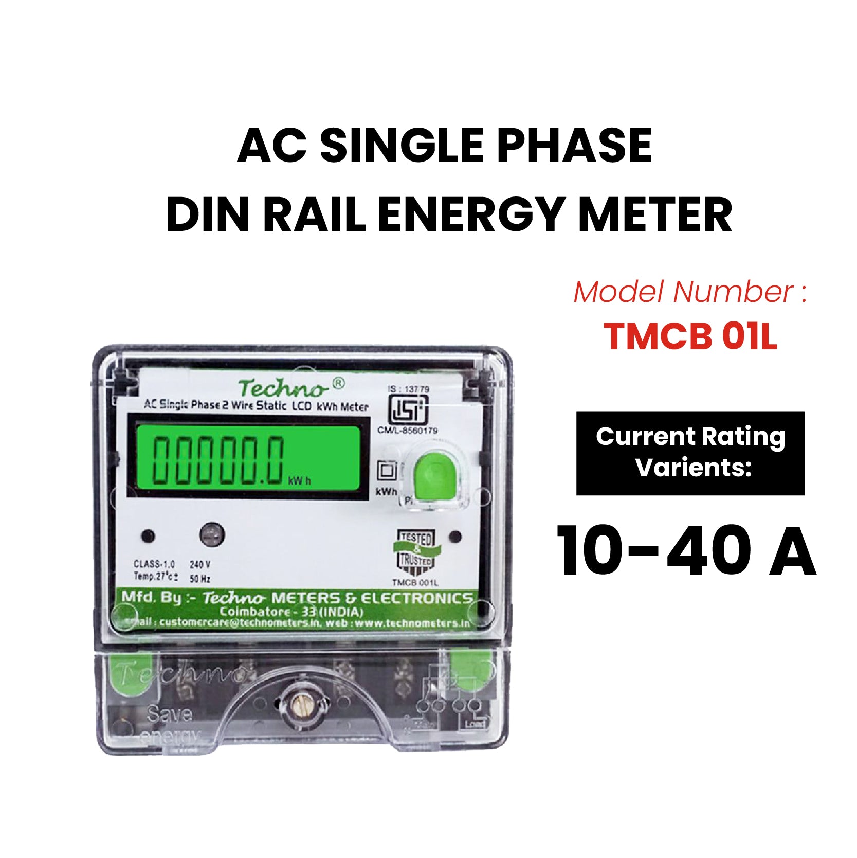 SINGLE PHASE MULTIFUNCTIONAL DIN RAIL ENERGY METER (10-40 A)