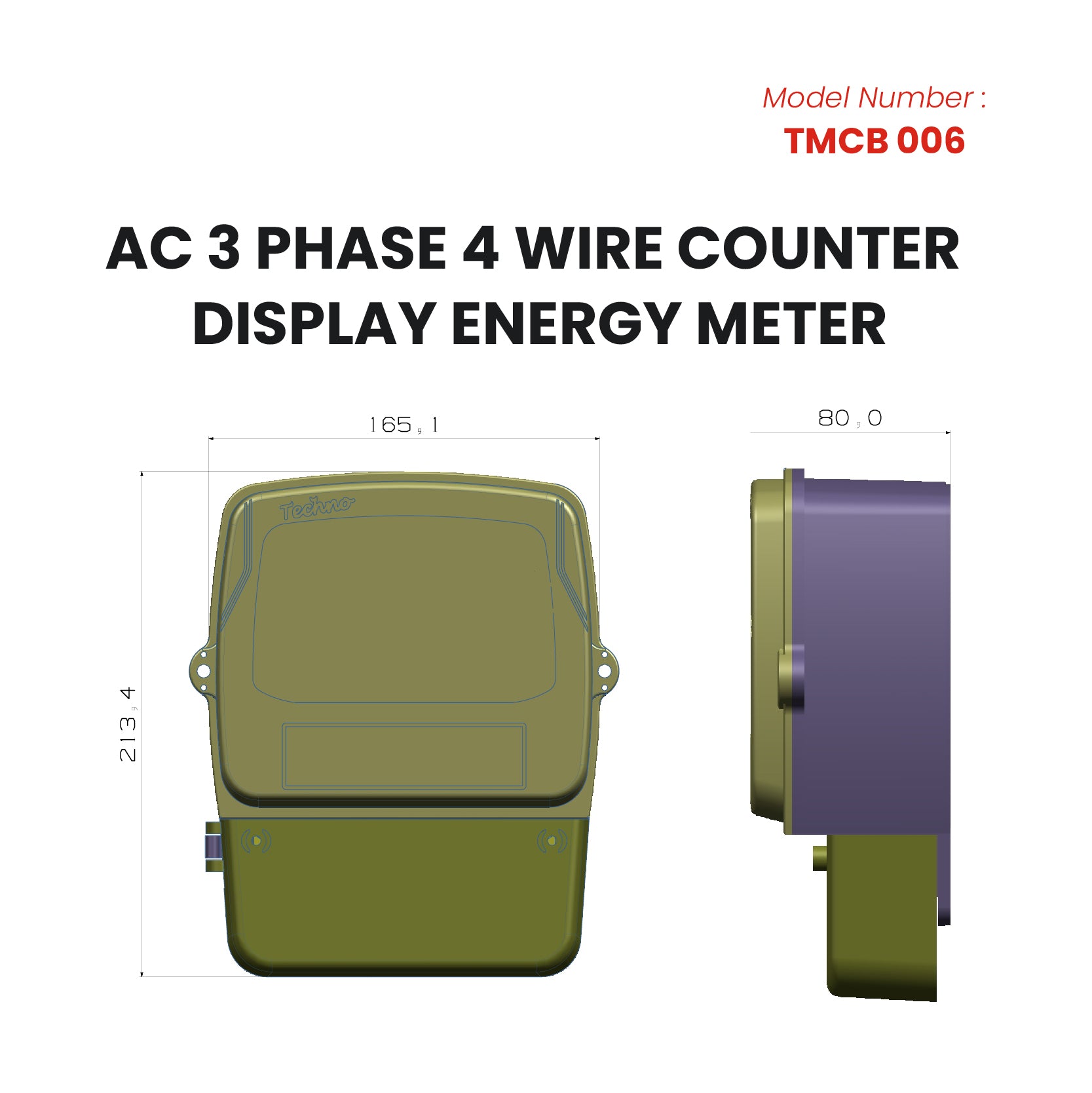 THREE PHASE COUNTER TYPE ENERGY METER (10-60 A)