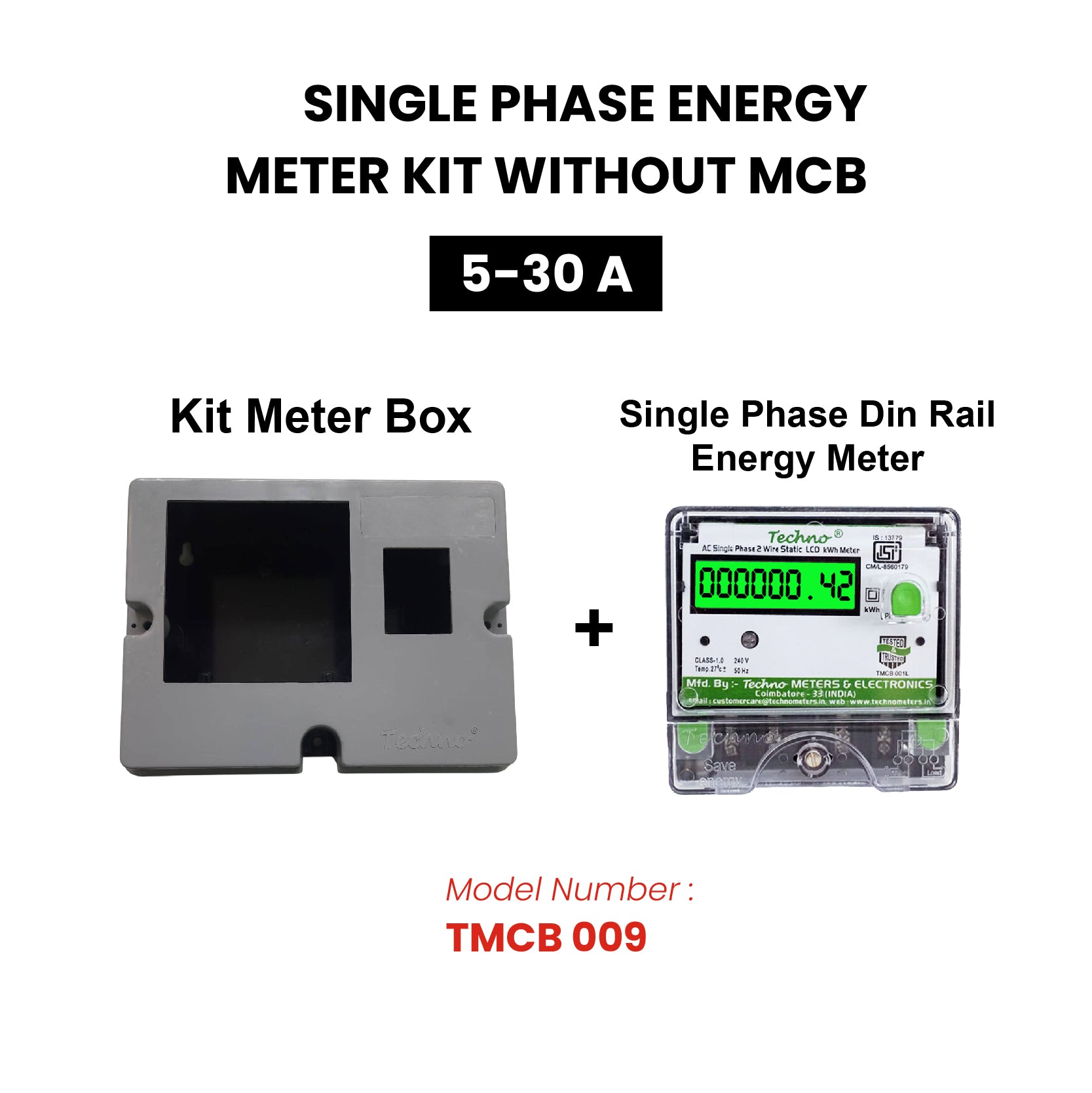 SINGLE PHASE ENERGY METER KIT WITHOUT MCB - TMCB 009