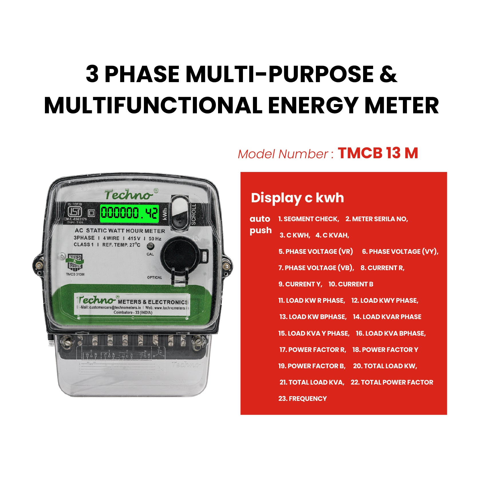 THREE PHASE DIGITAL MULTIFUNCTIONAL ENERGY METER (10-40 A)