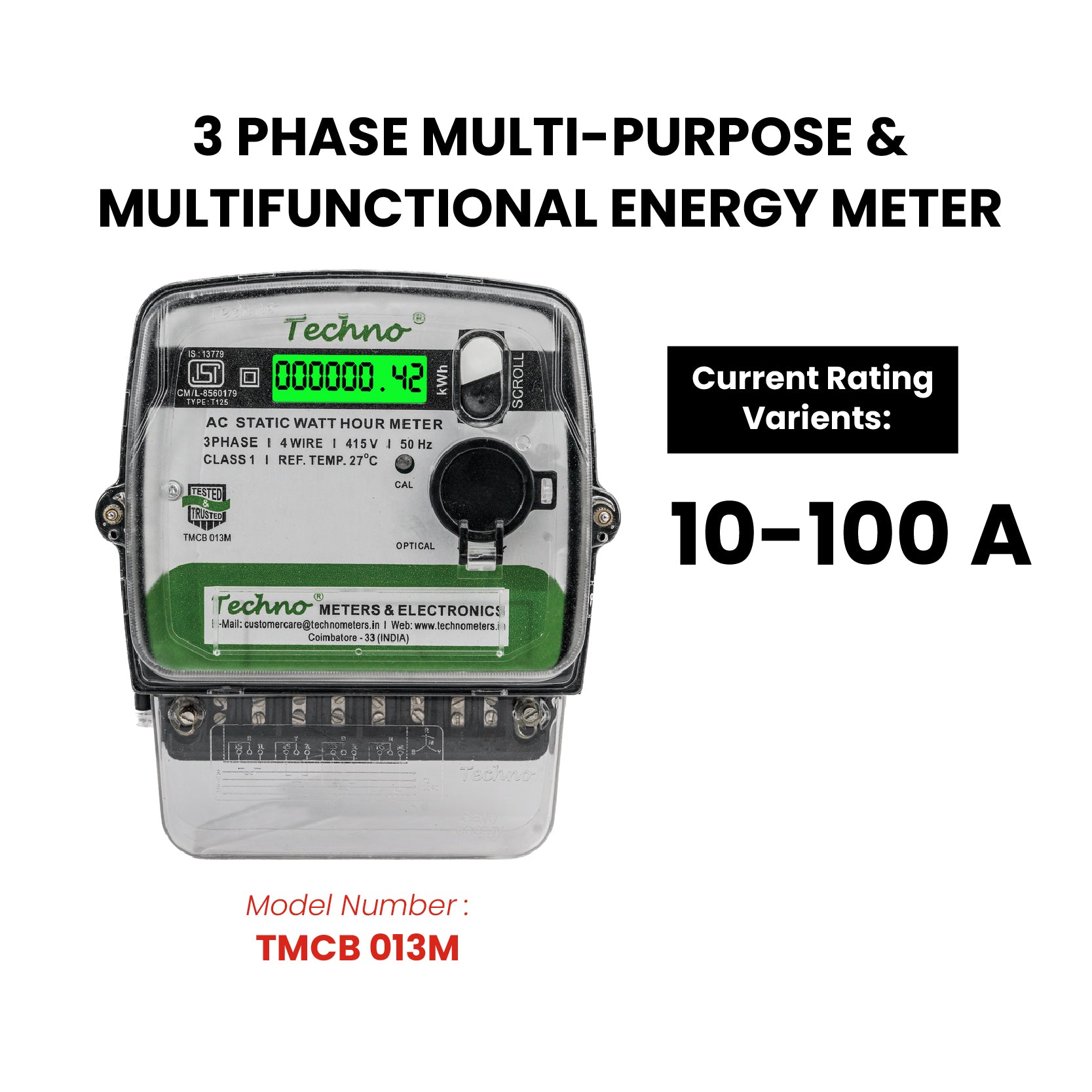 THREE PHASE DIGITAL MULTIFUNCTIONAL ENERGY METER (10-100 A)