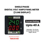 SINGLE PHASE VOLT AMPS PANEL METER WITH INBUILT CT (40A)