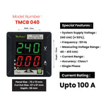 SINGLE PHASE VOLT AMPS PANEL METER WITH INBUILT CT (100A)