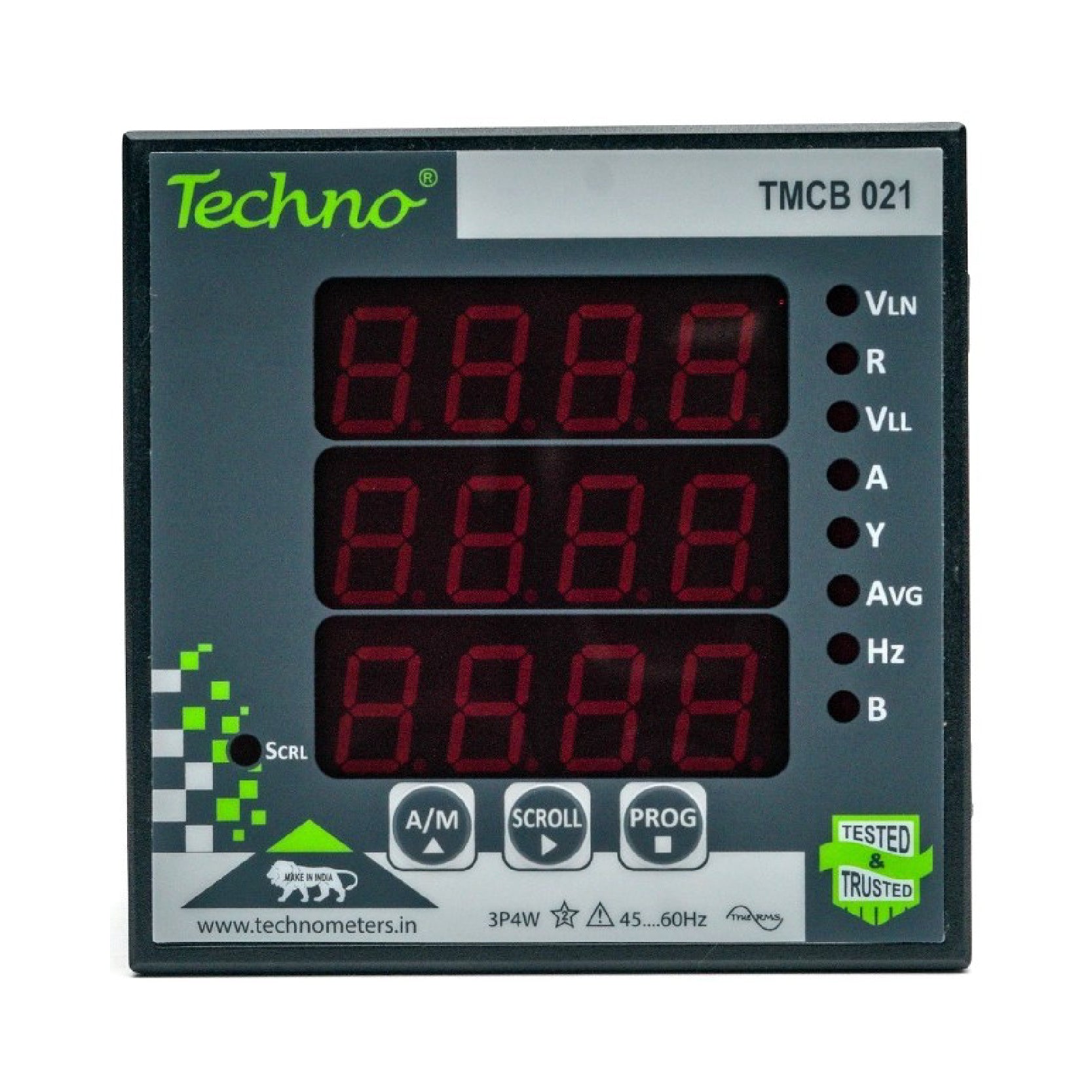 THREE PHASE VOLT AMPS FREQUENCY PANEL METER (5A)