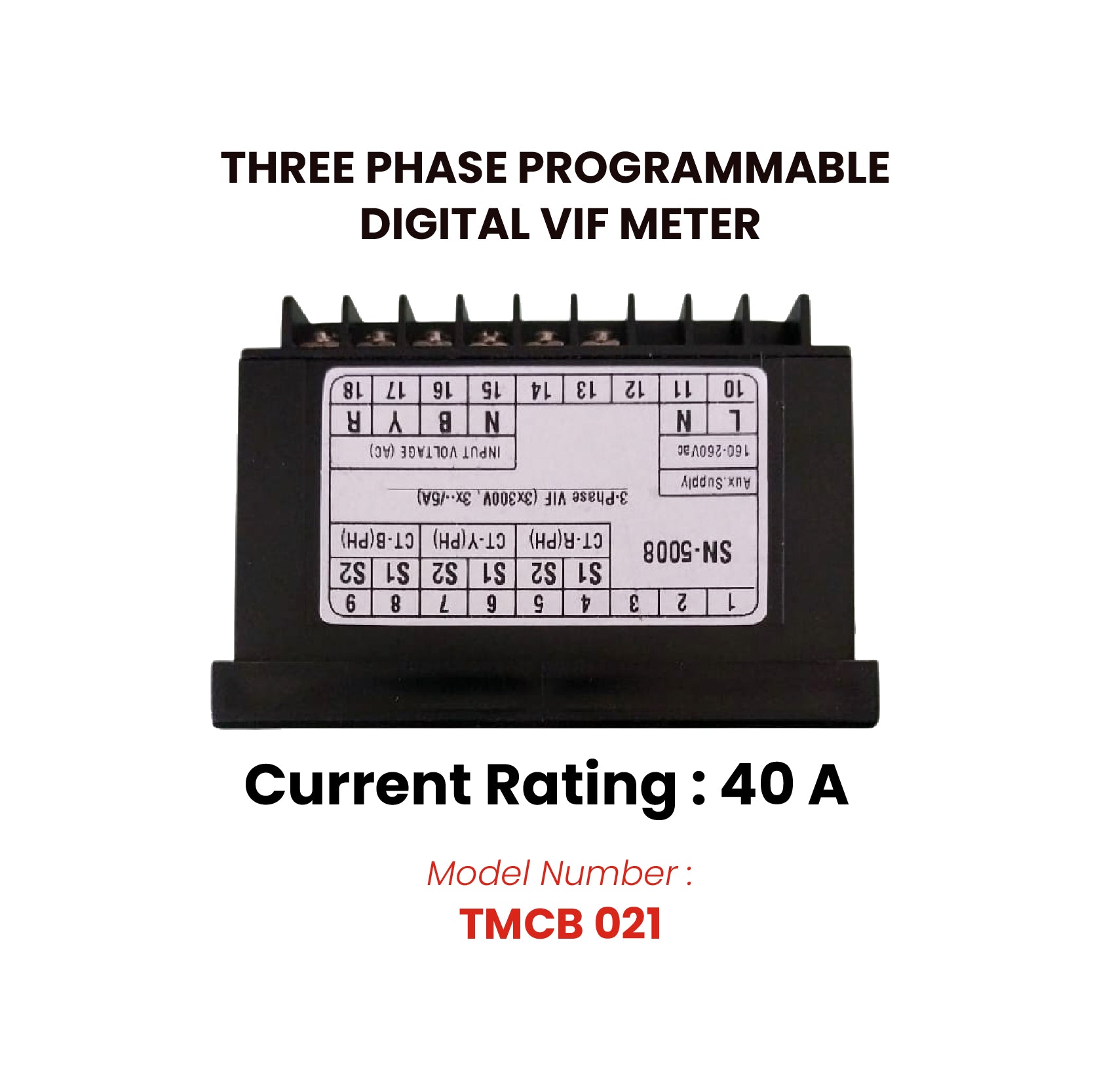 THREE PHASE VOLT AMPS FREQUENCY PANEL METER (40A)