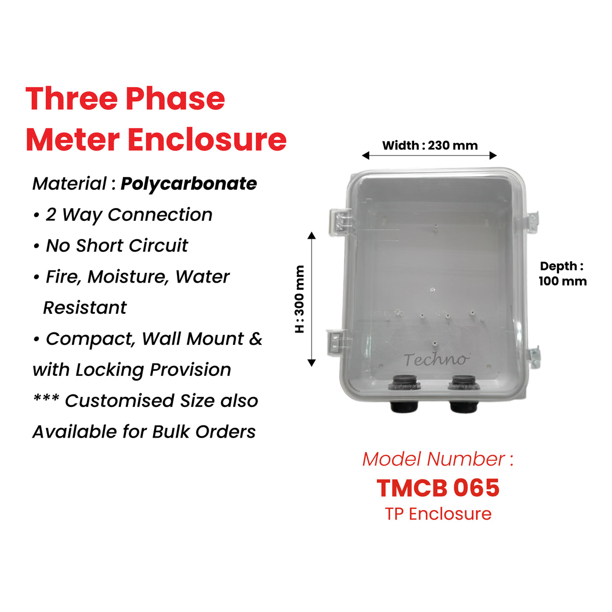 Colorbond Meter Box THREE PHASE POLYCARBONATE METER BOX – Techno Meters & Electronics