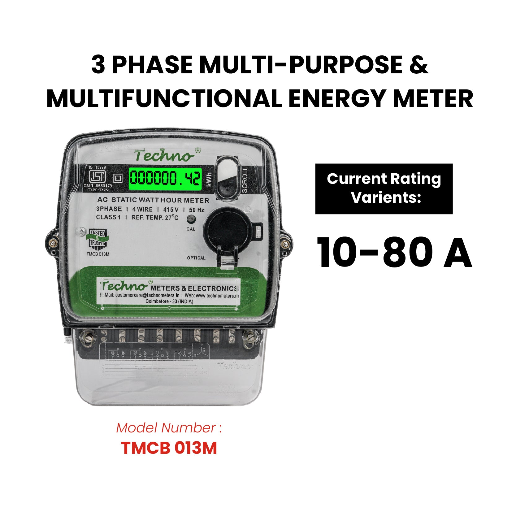 THREE PHASE DIGITAL MULTIFUNCTIONAL ENERGY METER (10-80 A)