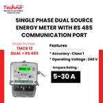 SINGLE PHASE DUAL SOURCE ENERGY METER WITH RS 485 (5-30 A)