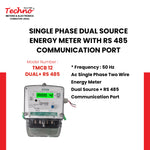 SINGLE PHASE DUAL SOURCE ENERGY METER WITH RS 485 (5-20 A)