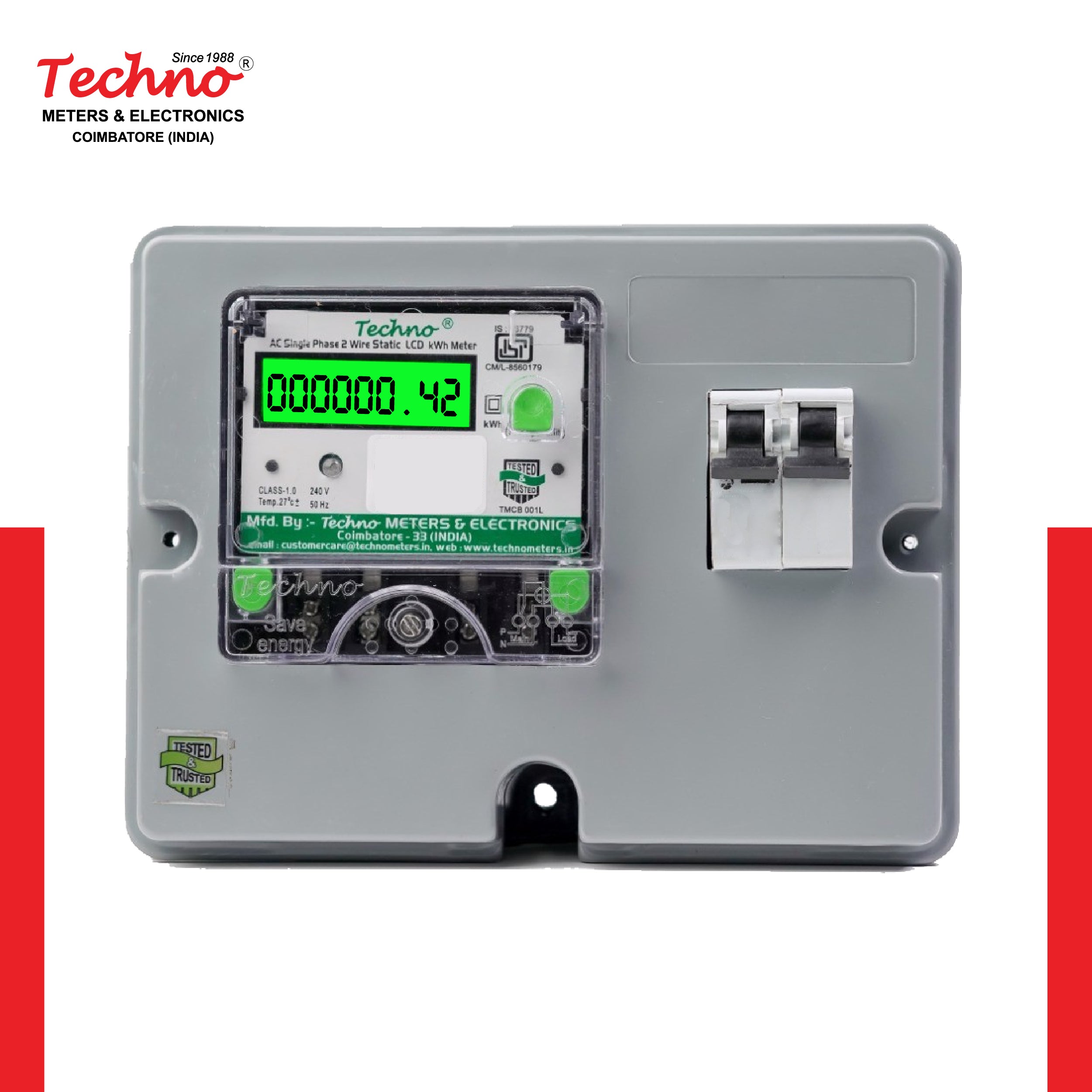 SINGLE PHASE ENERGY METER KIT WITH MCB