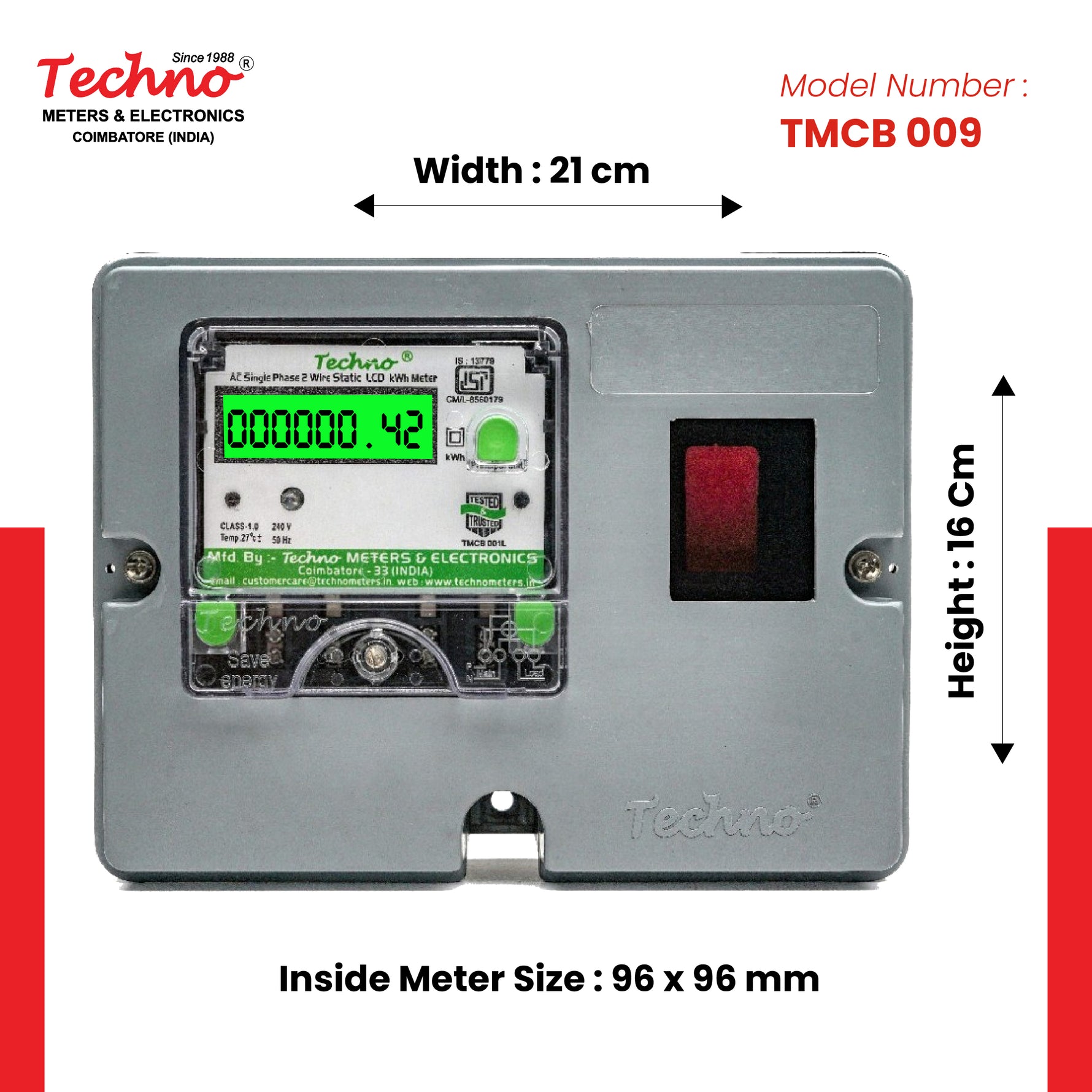 SINGLE PHASE ENERGY METER KIT WITHOUT MCB