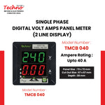 SINGLE PHASE VOLT AMPS PANEL METER WITH INBUILT CT (40A)
