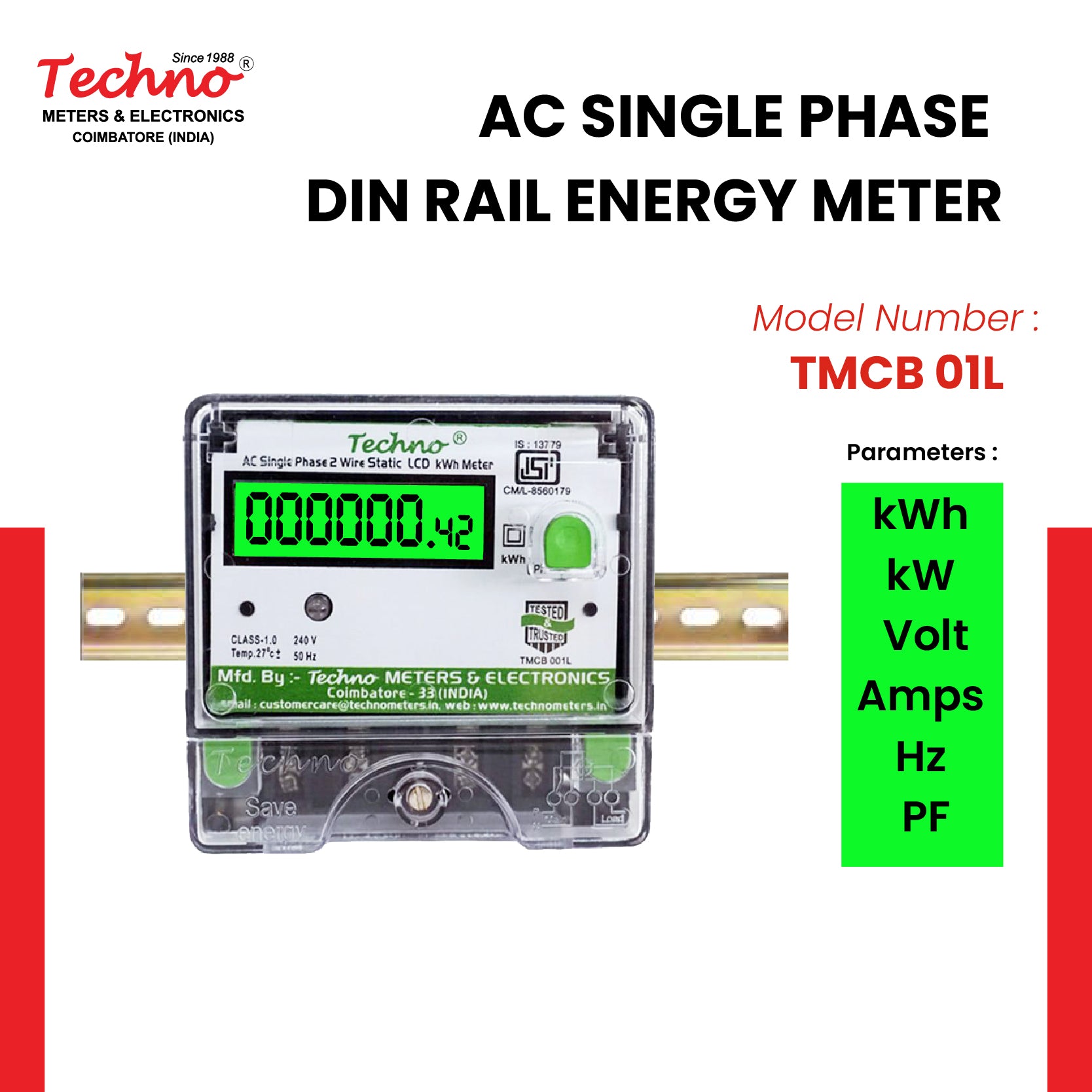 SINGLE PHASE MULTIFUNCTIONAL DIN RAIL ENERGY METER (5-30 A)