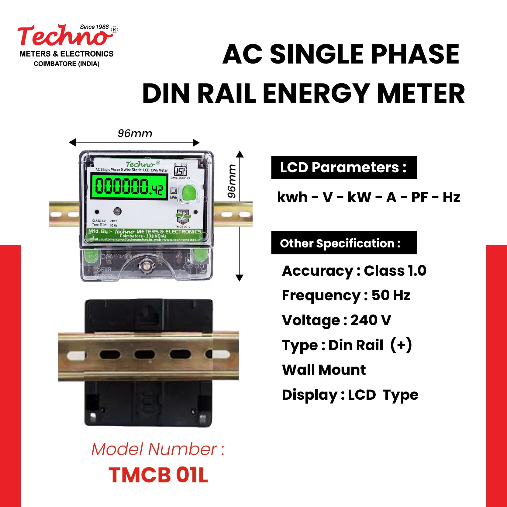 SINGLE PHASE MULTIFUNCTIONAL DIN RAIL ENERGY METER (5-30 A)