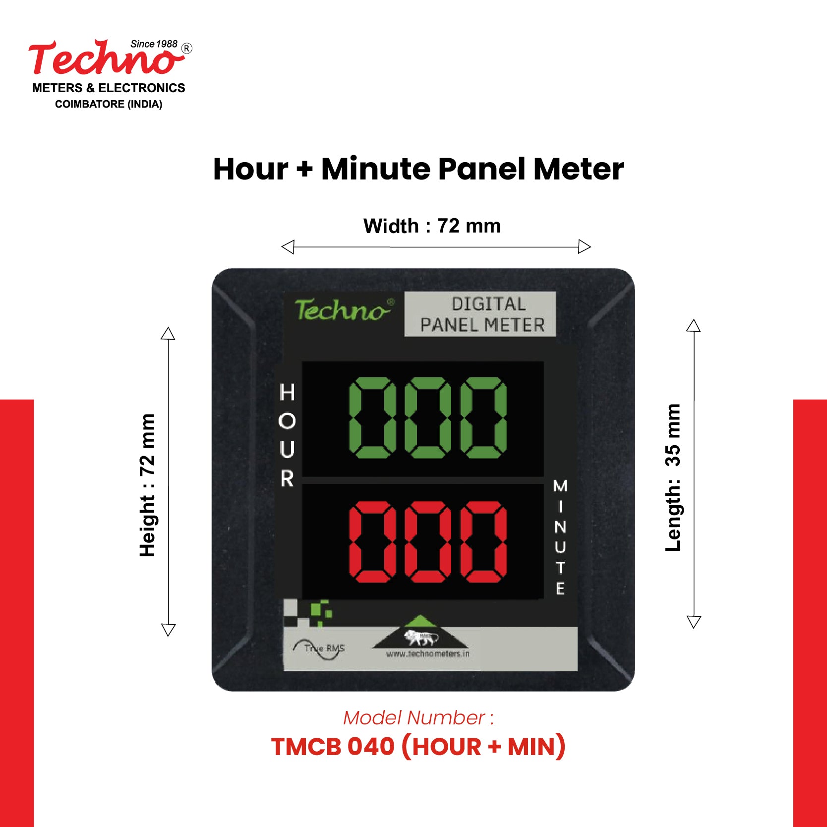 SINGLE PHASE DIGITAL HOUR & MINUTE PANEL METER