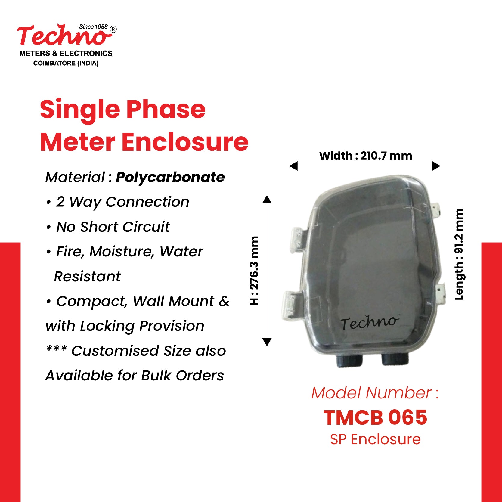 SINGLE PHASE POLYCARBONATE METER BOX