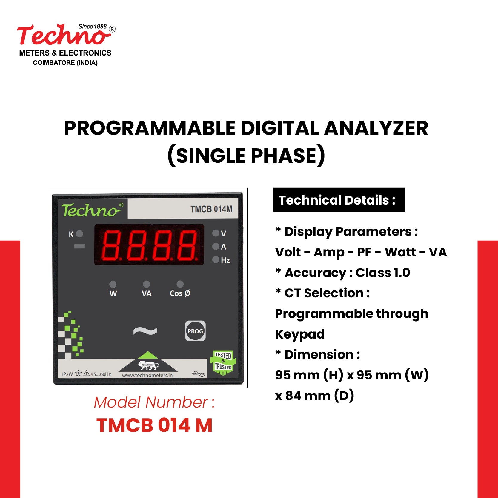 SINGLE PHASE POWER ANALYZER - TMCB 014 M