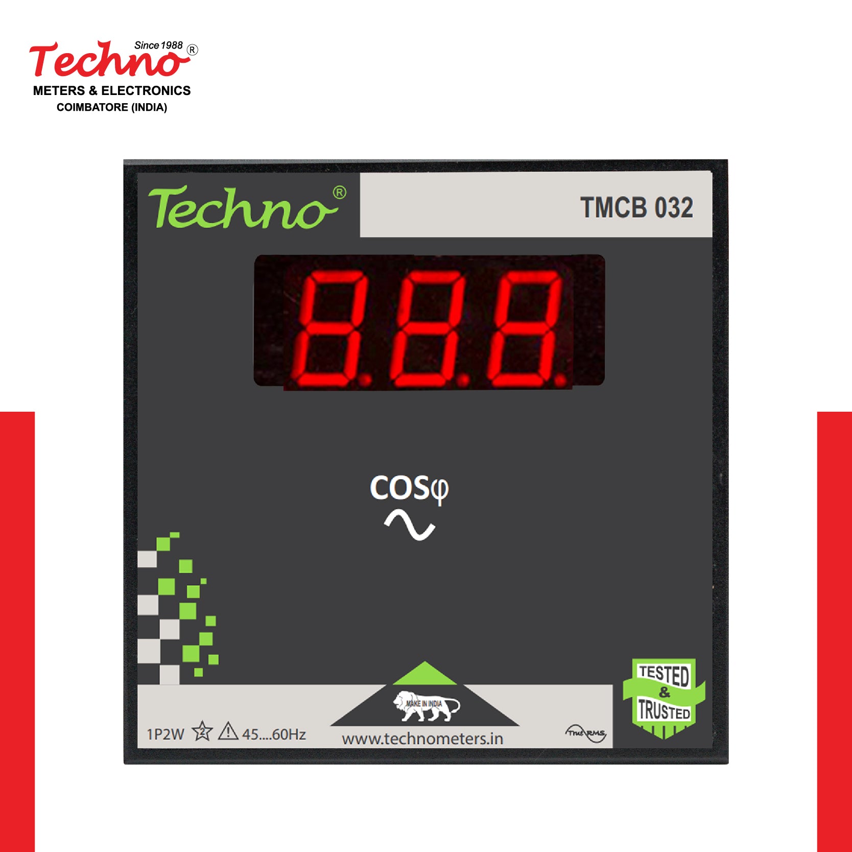 SINGLE PHASE PROGRAMMABLE DIGITAL  POWER FACTOR METER