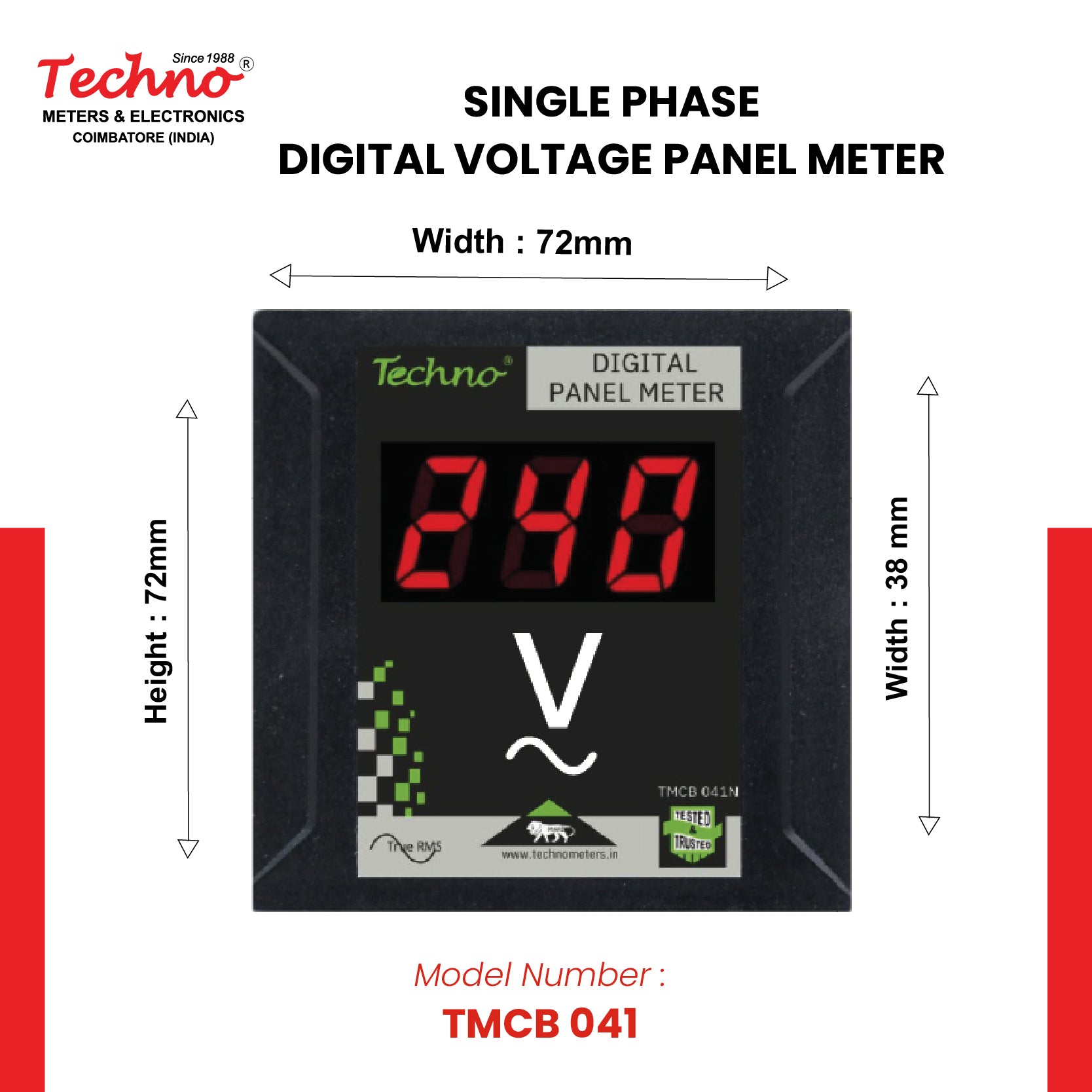 SINGLE PHASE DIGITAL PANEL VOLTMETER