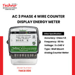 THREE PHASE COUNTER TYPE ENERGY METER (10-100 A)