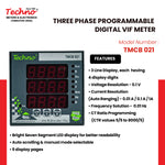 THREE PHASE VOLT AMPS FREQUENCY PANEL METER (40A)