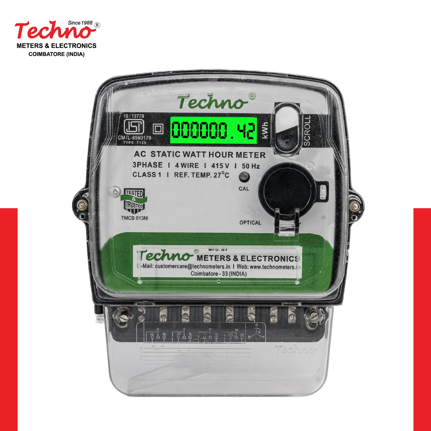 THREE PHASE DIGITAL MULTIFUNCTIONAL ENERGY METER (10-100 A)