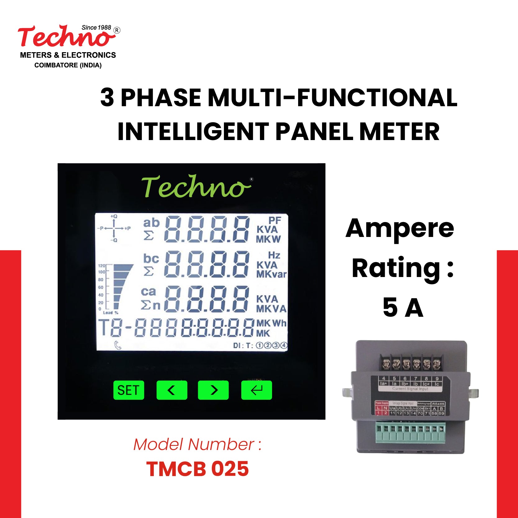 THREE PHASE MULTIFUNCTIONAL PANEL METER TMCB025