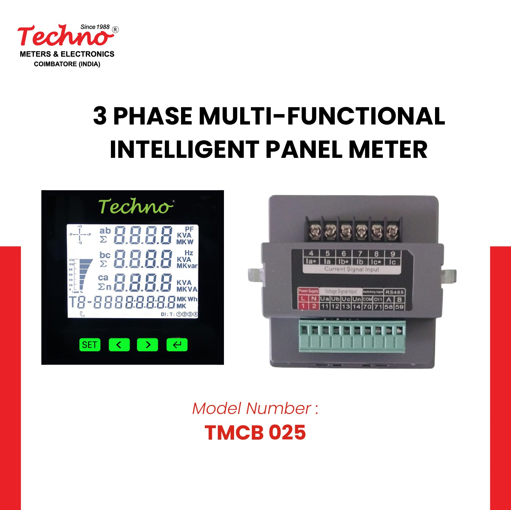 THREE PHASE MULTIFUNCTIONAL PANEL METER TMCB025