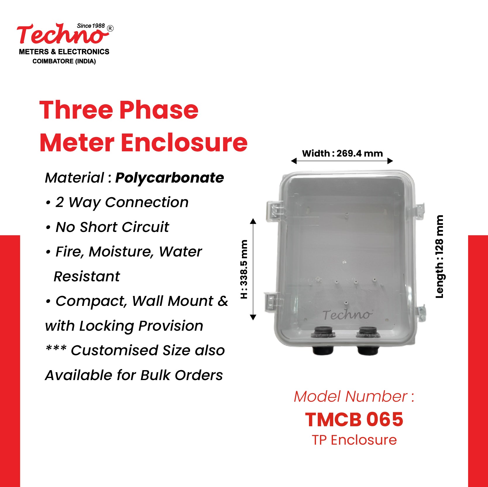 THREE PHASE POLYCARBONATE METER BOX